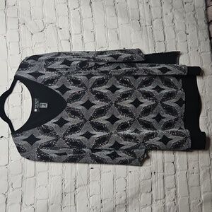 Nina Raynor Sequined Tunic Top Layered V Neck Size 12